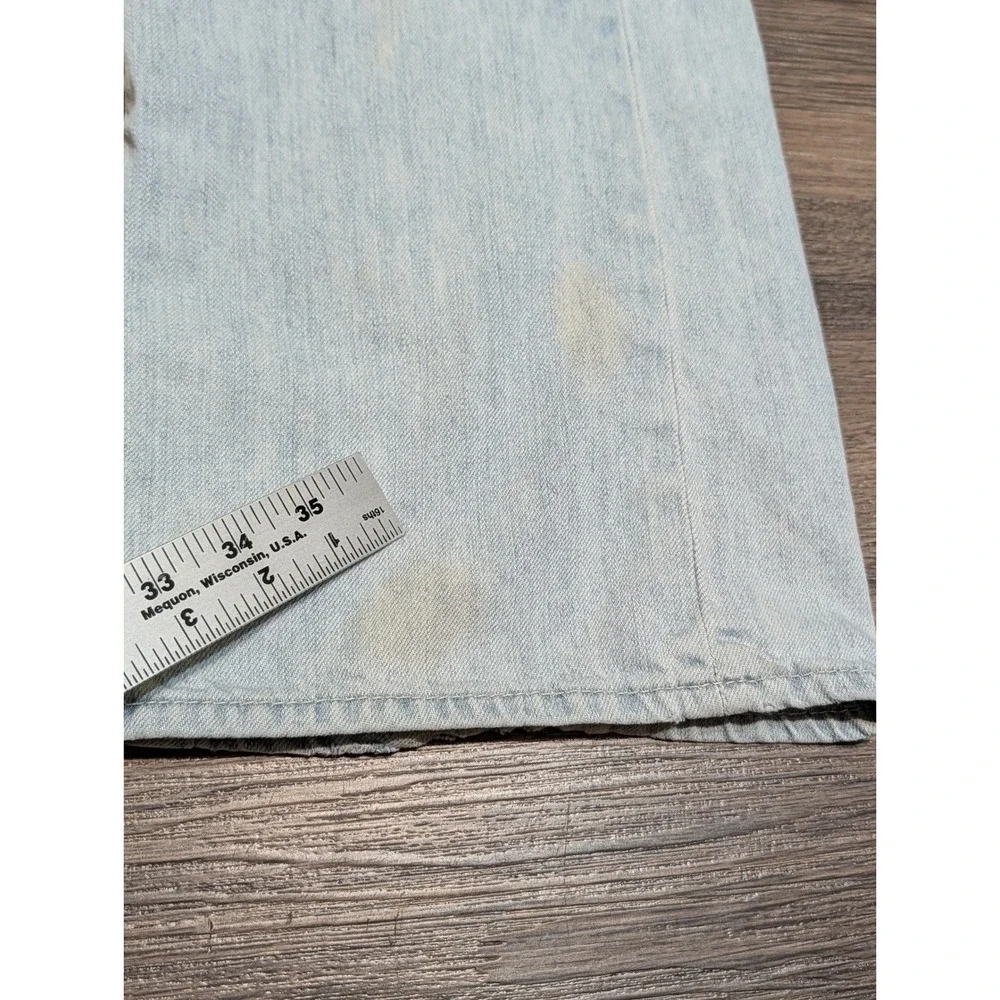 True Religion Straight Seat Jeans Light Wash Blue White Horseshoe Stitching 36